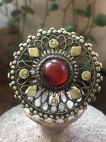 XXL Fingerring Ring Ethno orange Boho gold silber
