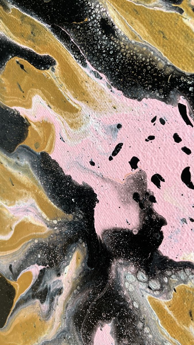 Gemälde: Abstraktes Acrylbild, Gold, Rosa, Schwarz – Neu (gemäss Beschreibung) aus Hochdorf von Jasminurschel 5