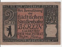 2 Fr. Bigliett für die Strassenbahn Berlin1922 sehr schön.