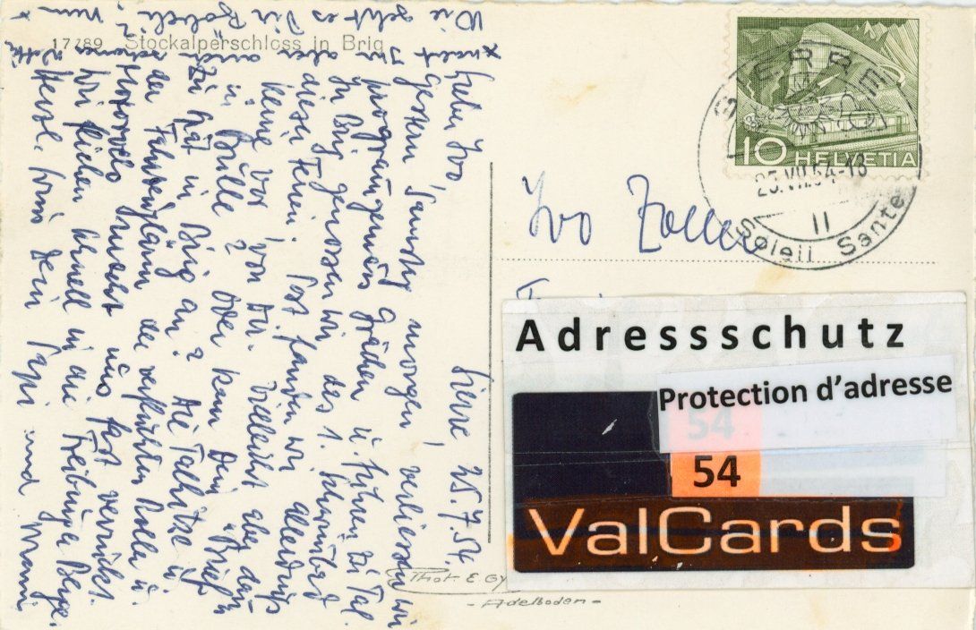 Cartoline postali: Brig  VS   -   Stockalperschloss       um 1954 – Usato da Brig venduto da Valcards54 1