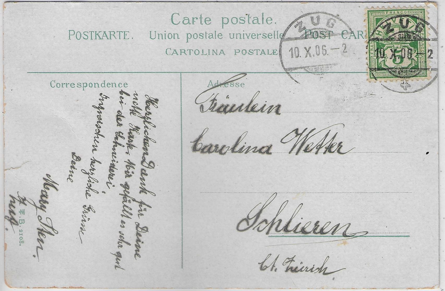 Cartoline postali: Costumes Suisse - Zug – Usato da Ettingen venduto da Kartenplanet 1