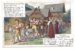 Aus dem Appenzellerlande Künstler V. Tobler  Alpaufzug 1900
