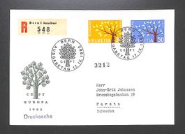 1962 FDC EUROPA CEPT illustriert Einschreiben