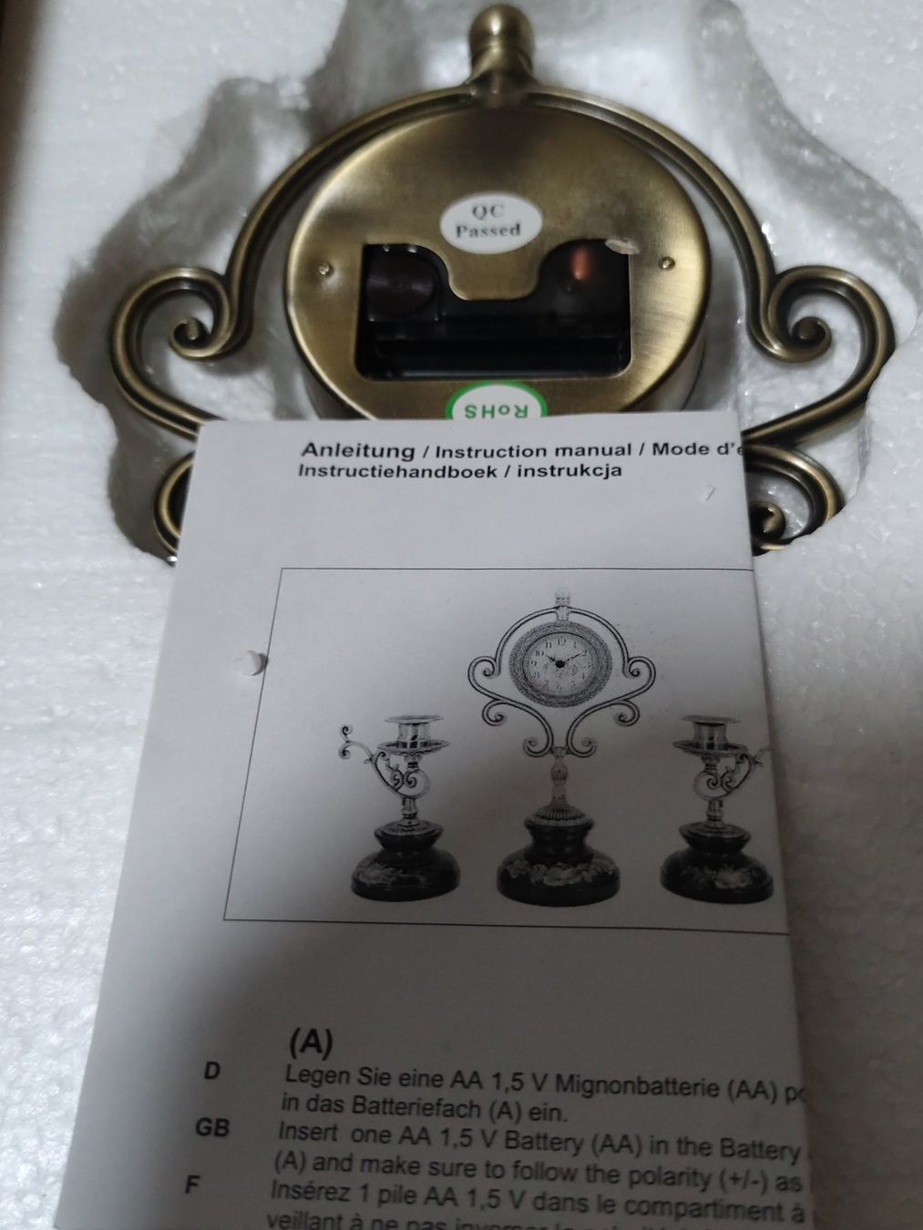 Orologi da terra & Orologi da parete: Vintage Table Clock with Candlestick Holders, Bronze – Nuovo e nell'imballaggio originale da swiss venduto da sha_dx9b 1
