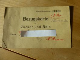 Herzogenbuchsee ??, Bezugskarte für Zucker und Reis, ca 1920