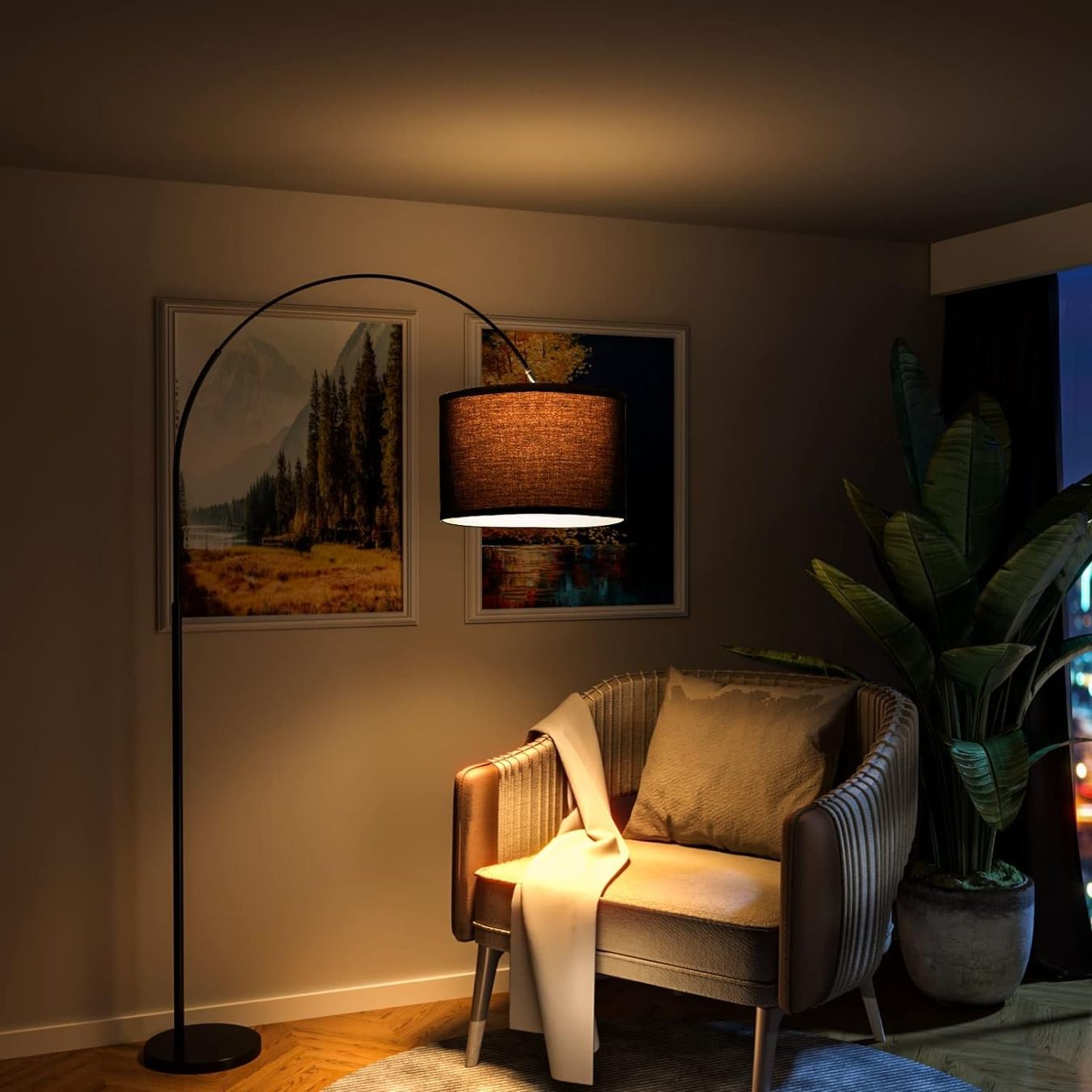 Lampade: Schwarzer! Lampenschirm Stehlampe Bogen Design LED-Birnen – Nuovo e nell'imballaggio originale da Hundwil venduto da pak_b5sl 5