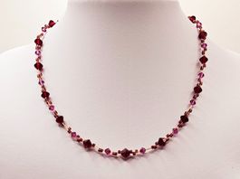Damenhalskette Swarovski Kristalle in Fuchsia und Rot