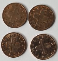 4x 1 Rappen Münzen 1994 Schweiz CH Helvetia selten rar Coins