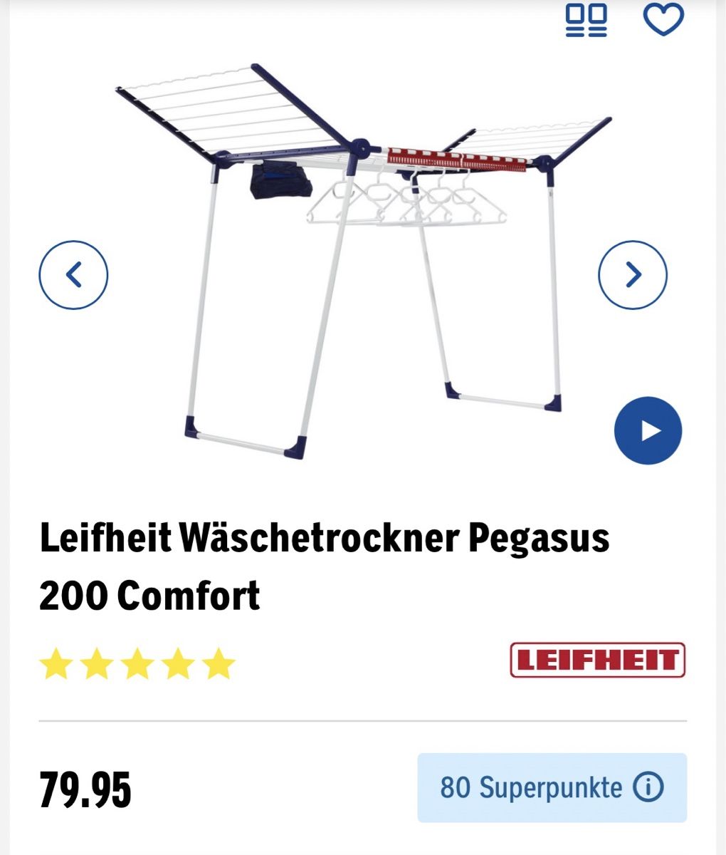 Leifheit Stenditoi: Wäscheständer Leifheit – Nuovo e nell'imballaggio originale da Wolhusen venduto da Sss06