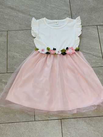Kleid weiss/pink Grösse 7Y Mädchen neu