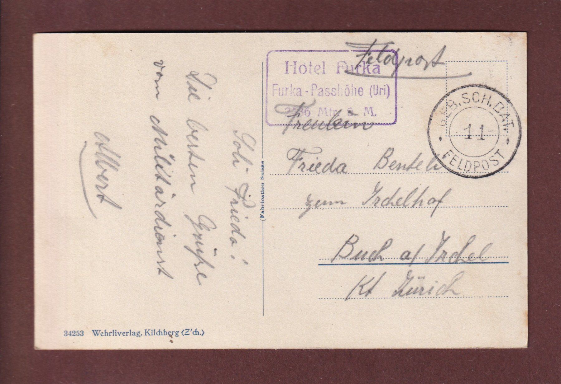 Cartoline postali: FURKA-PASSHÖHE - Feldpost – Usato da Pully venduto da nicecards 1