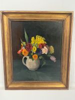 MB - Monogram Floral Stillleben Original Ölgemälde im Rahmen