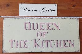 Vintage Deko-Schilder Holz Kitchen & Garten (2er-Set)