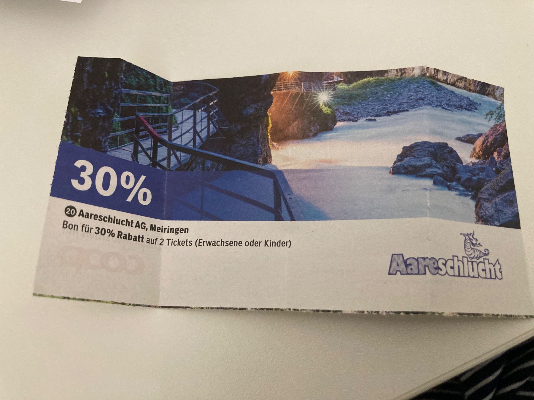 Bons: Aareschlucht 30 % – Neuf avec emballage d'origine à Bülach par Stellina72