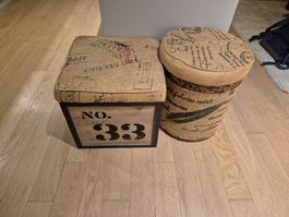 2 Deko-Hocker / Aufbewahrungsboxen im Vintage-Stil KARE