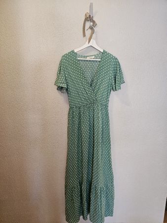 Grünes Kleid mit weissen Tupfen von Moda Cindy Gr.S/M