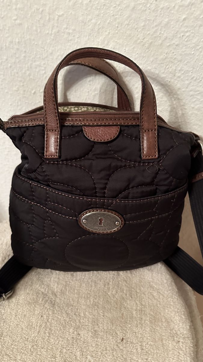 Fossil Taschen für Damen: Fossil Umhängetasche gesteppt braun/schwarz – Gebraucht aus Zürich von Rammis 1