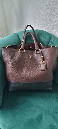 Wie neu! Prada Tasche Shopper aus Hirschleder Braun schwarz