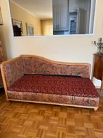 Canapé méridienne bois cadre tissu motif rouge