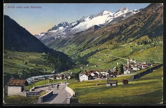 Cartoline postali: Airolo, colla valle Bedretto, Panorama m – Usato da Berlin venduto da bartko-reher