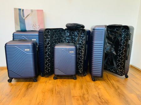 7 tlg. Reisekofferset Tasche + Hartschalenkoffer BLAU NEU