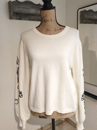 Damen Pullover creme mit Stickerei Grösse S guter Zustand