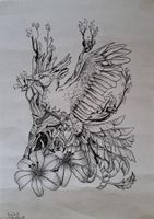Phönix Fabelwesen Original Zeichnung