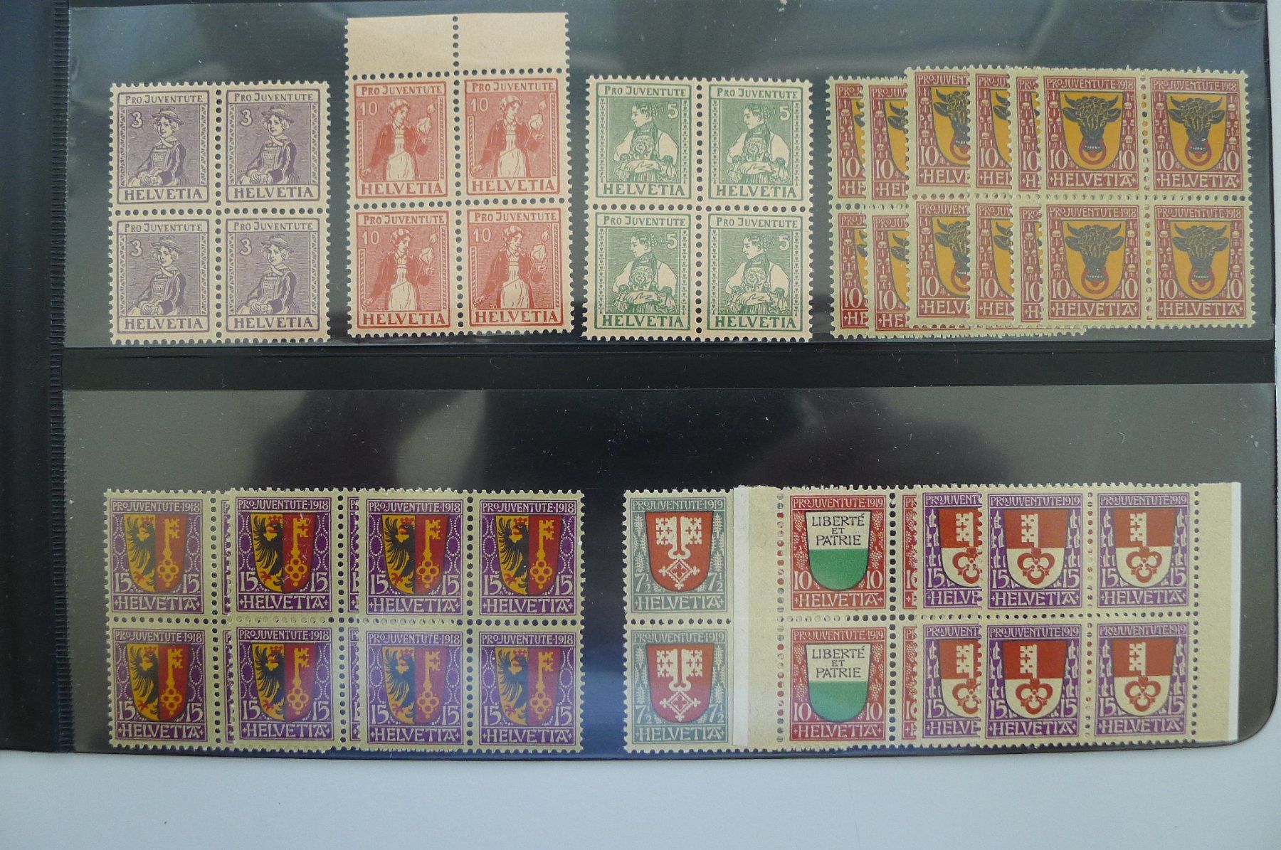 Alle Briefmarken: 1913-1963, PJ-Viererblock-Sammlung postfrisch **, K: 5000.- – Gebraucht aus Sursee von Luzernerraute 2