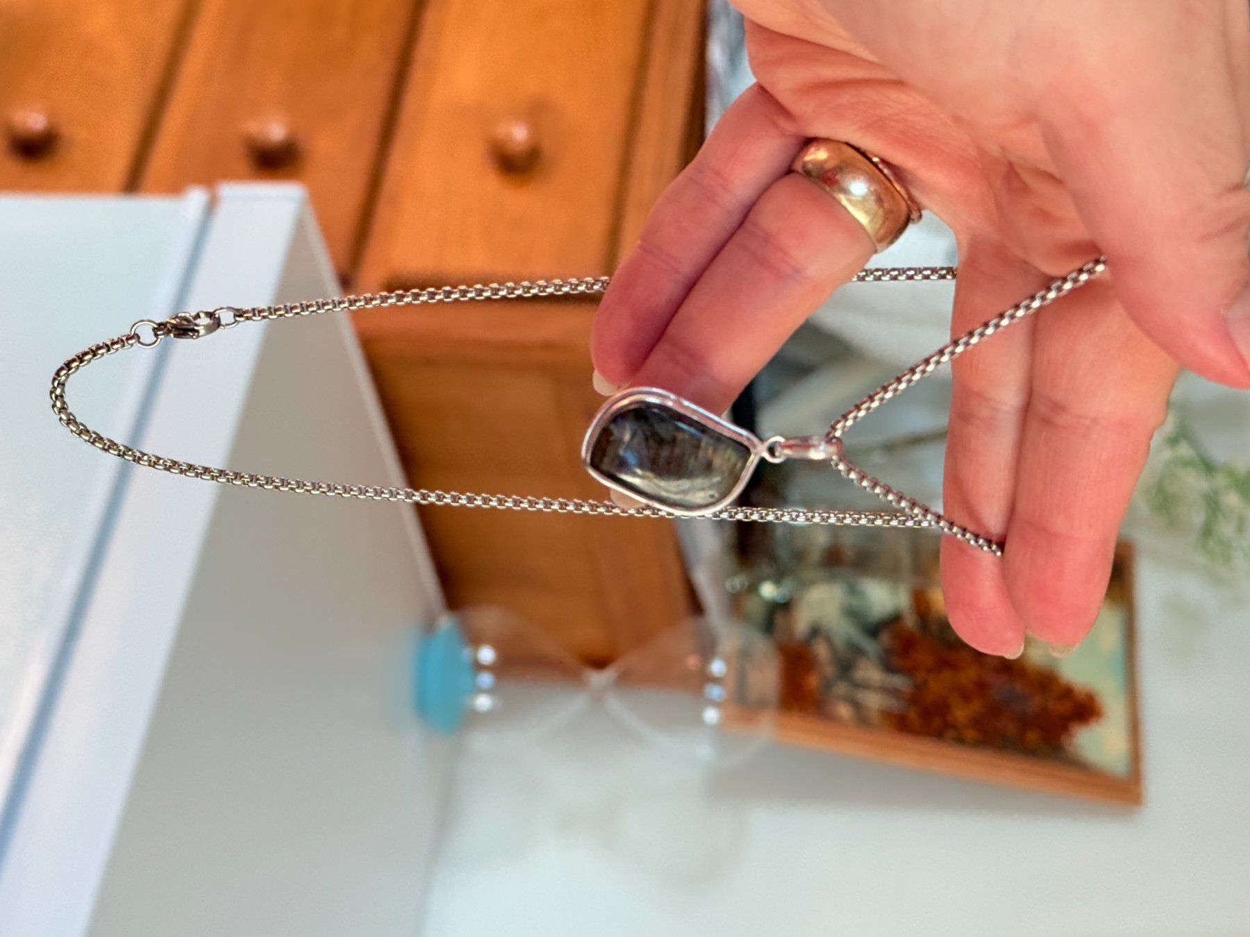 Ketten: Collier Labradorite naturelle – Neu und originalverpackt aus Genève von AGBERG 6
