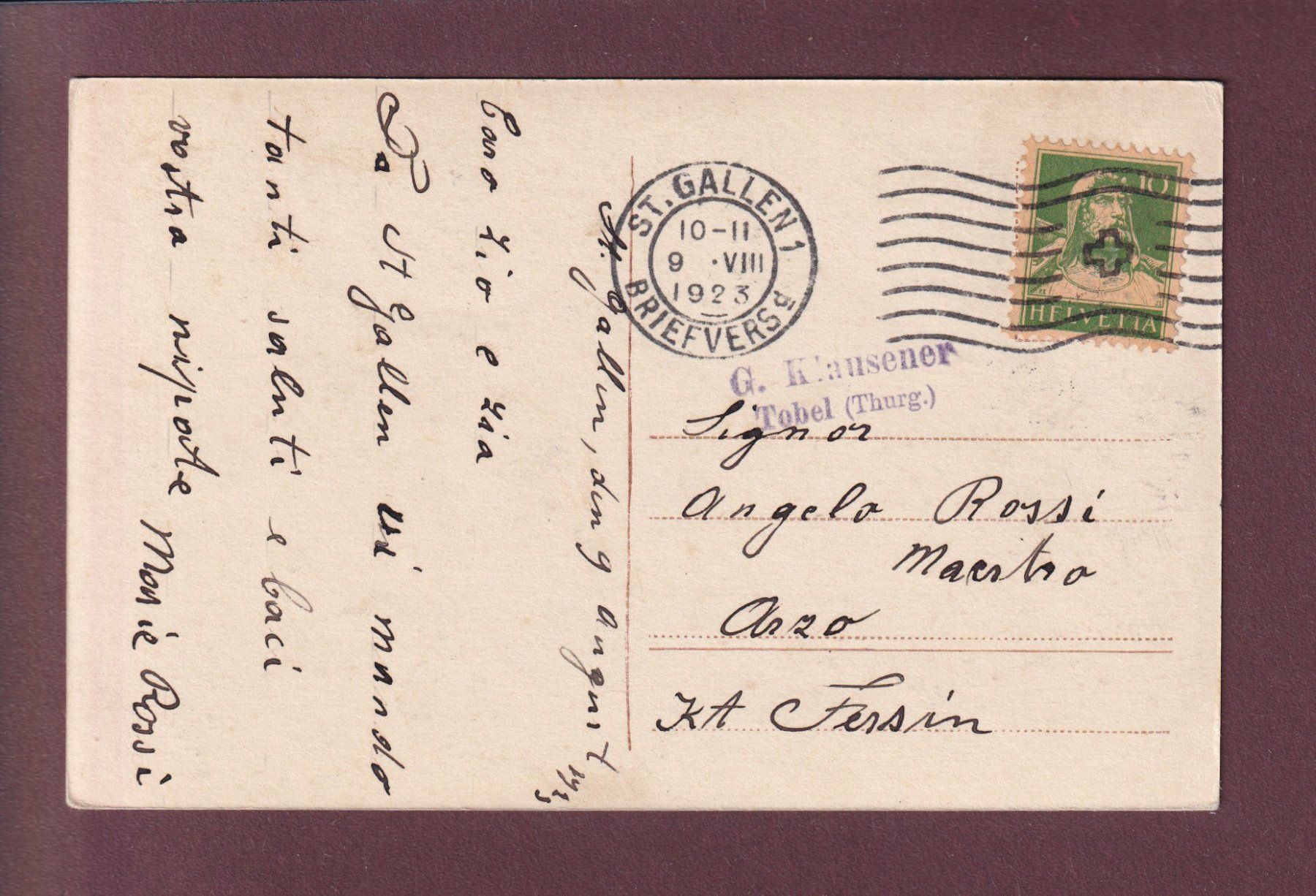 Cartoline postali: ST. GALLEN - Wildpark - Sicca-Hirsche - 1923 – Usato da Pully venduto da nicecards 1