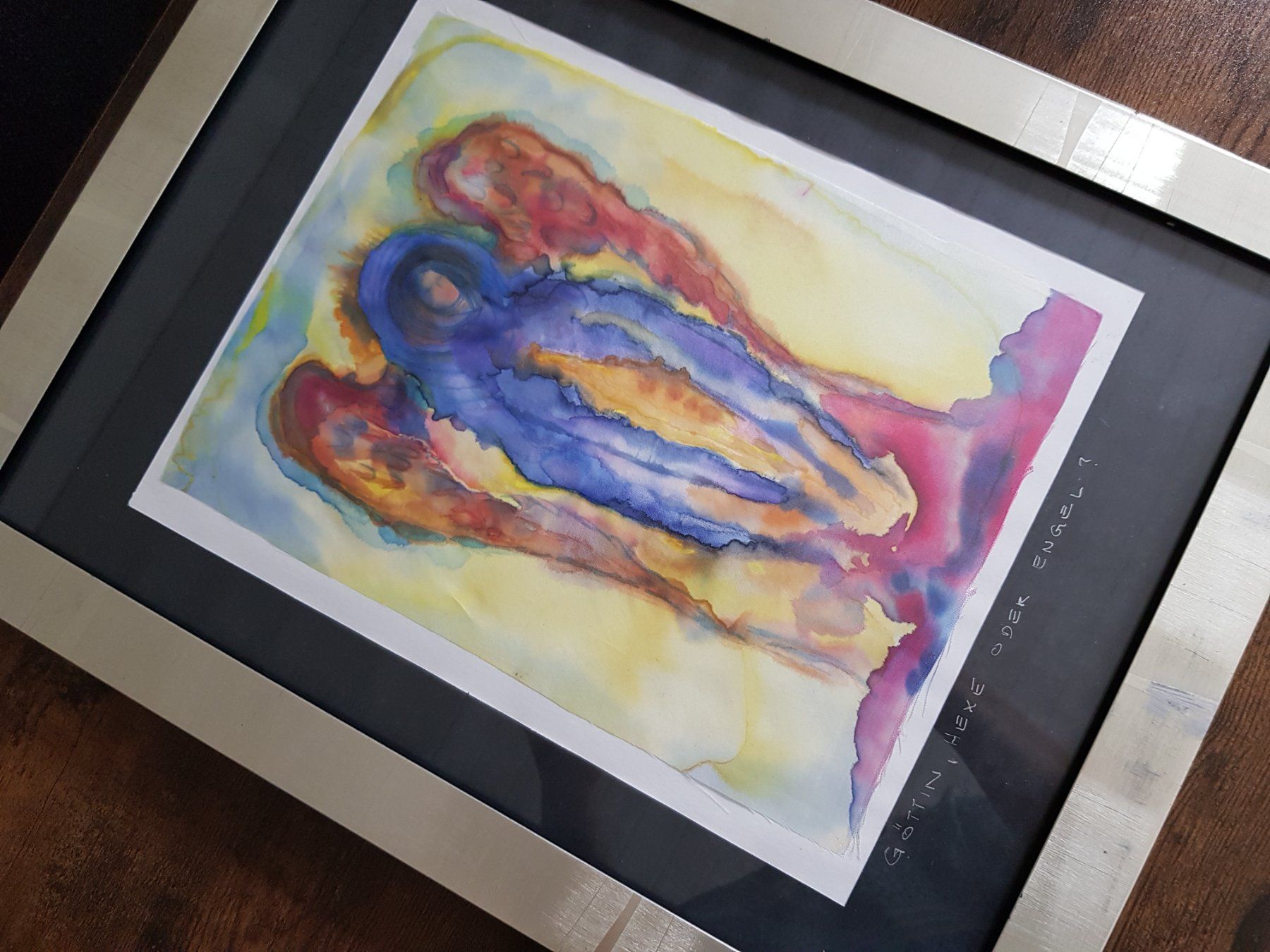 Dipinti: Aquarell auf Seide "Göttin, Hexe oder Engel?", signiert M.S. – Usato da Berneck venduto da heikodzint 8