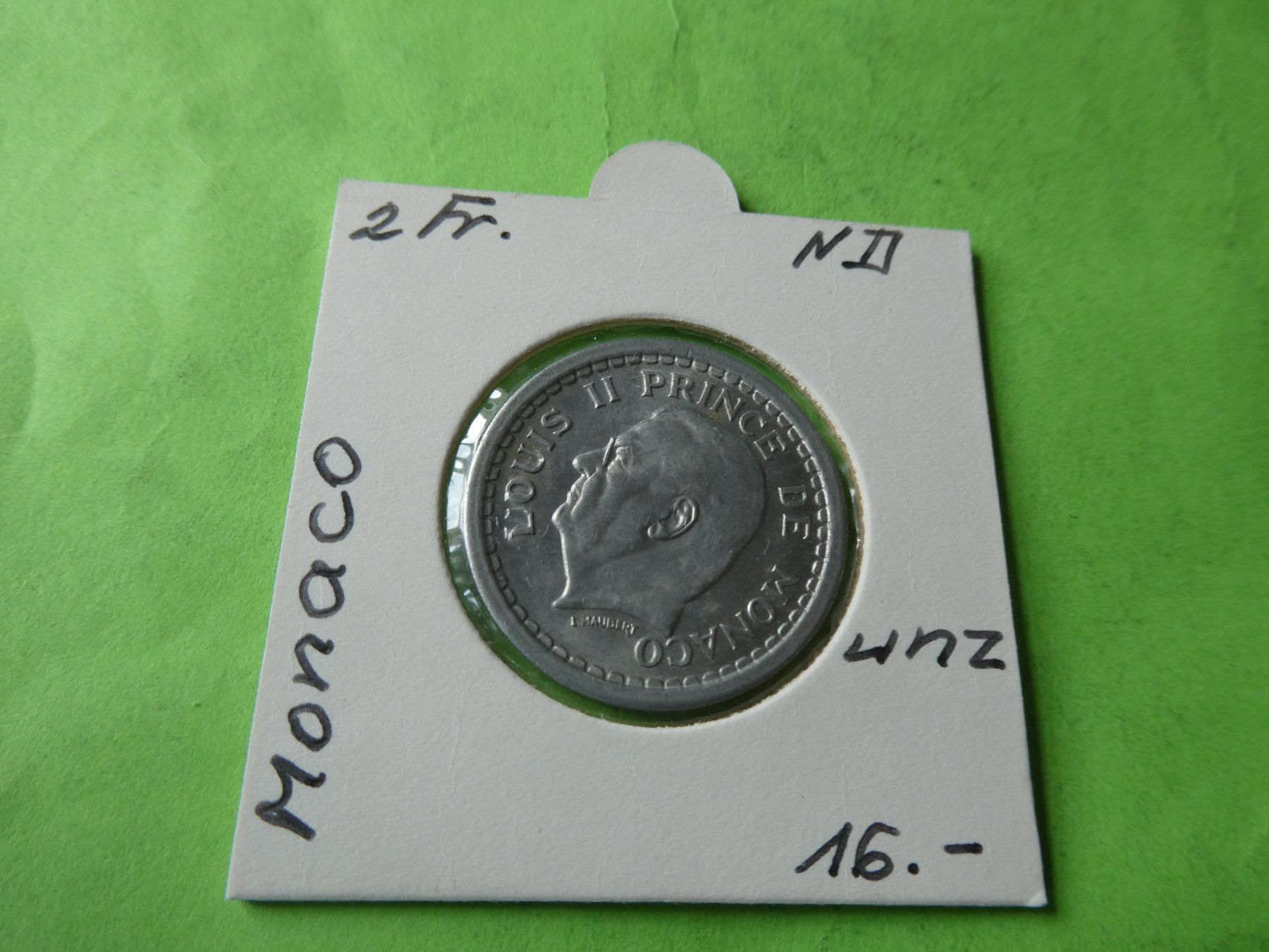Alle Münzen: Monaco o.J., 2 Franc   unz – Gebraucht aus Hinterforst von Rohusri