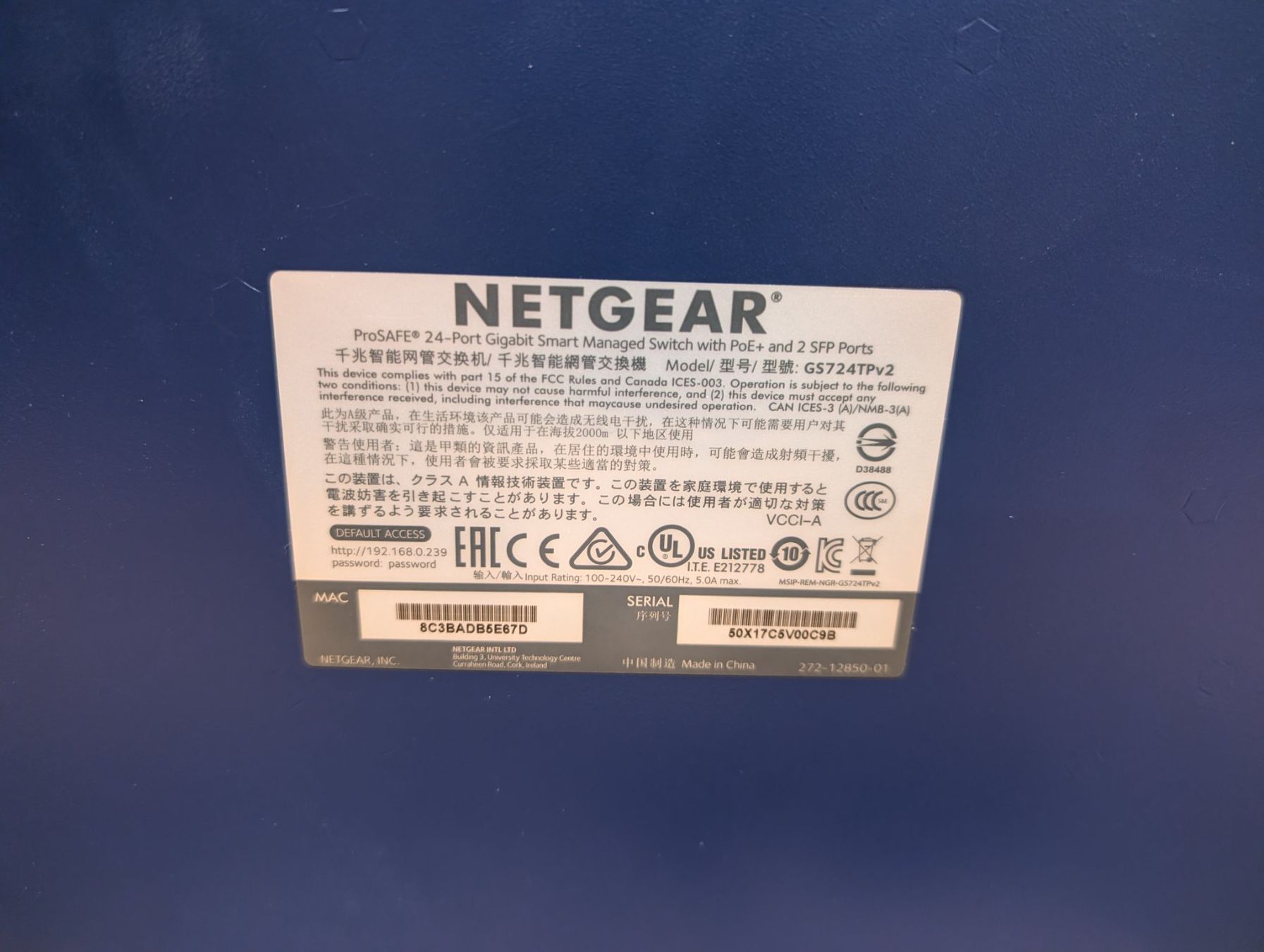 Netgear Hubs & Switches: NETGEAR ProSAFE GS724 TP V2 24 POE+ Gigabit Switch – Gebraucht aus Oberrohrdorf von luk_b7fg 3