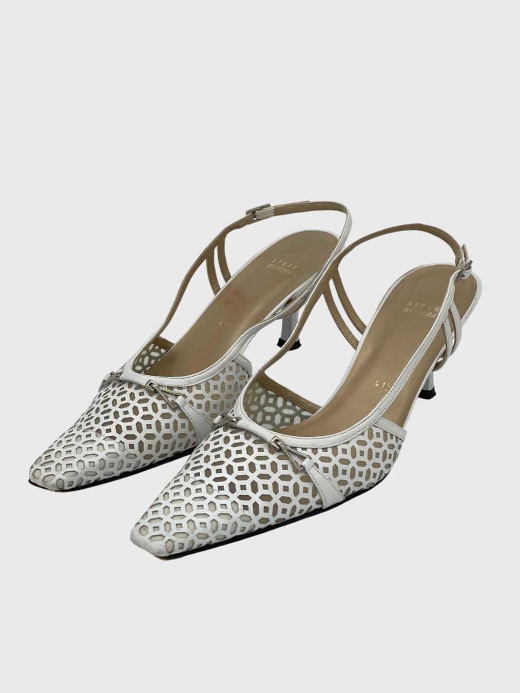 Stuart Weitzman Damenschuhe: Stuart Weitzman Laser Cut Slingback EU 41.5 Weiß – Gebraucht aus Zürich von shoe_shop 2