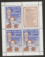 Ballon 1982 Schweiz Vignette Viererblock Piccard Luftpost
