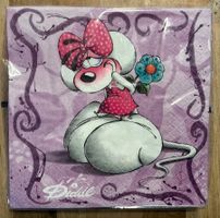 Diddl Servietten Nr. 7 Diddlina mit Blume Neu OVP Rarität