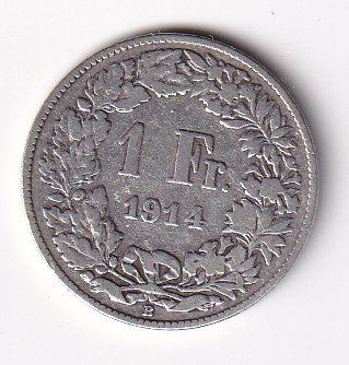 Tutti le monete: Schweiz 1 Franken 1914 rar – Usato da Neuchâtel venduto da karlpierrino