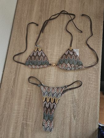 Bikini von Shein Braun mit Muster