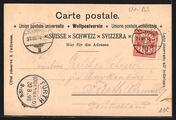 Cartoline postali: Litho Basel, Münster, Spalen-Tor, Rhein – Usato da Berlin venduto da bartko-reher 1