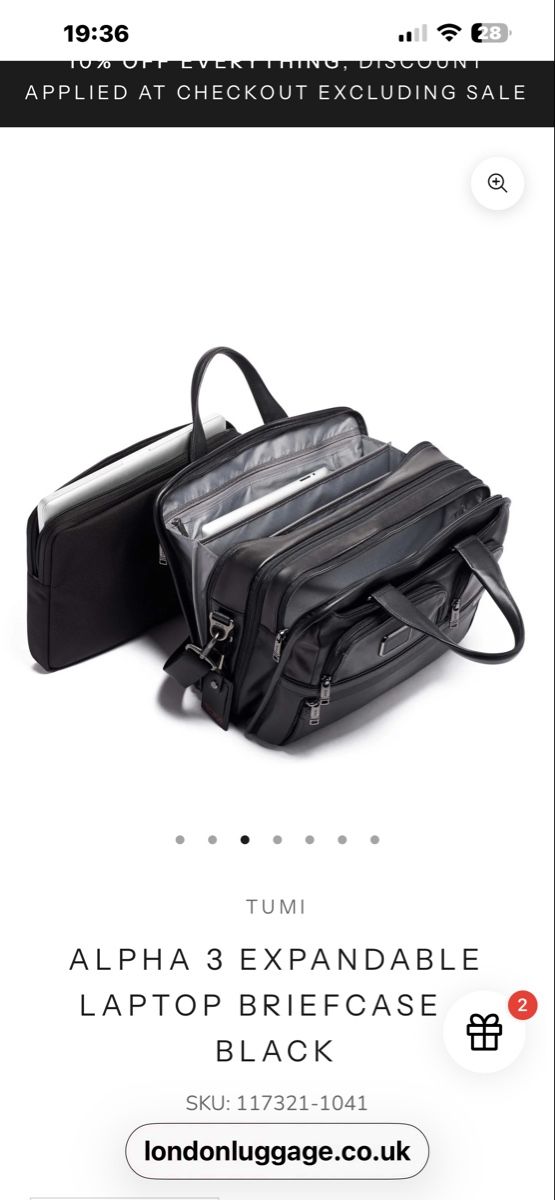 Tumi Valigie & Borse: TUMI Alpha 3  Expandable Organizer Laptop Briefcase Black – Usato da Vevey venduto da Lakeside-trade 3