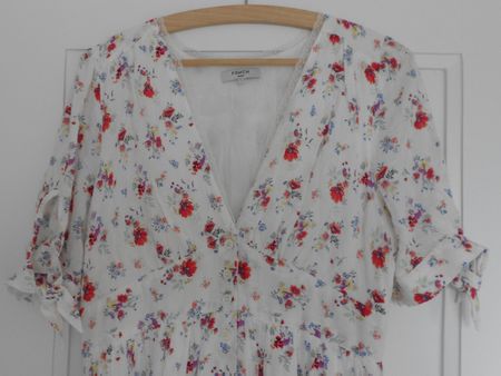 Langes Blumen Sommer Kleid mit Ärmel (Baumwolle, Gr. L)