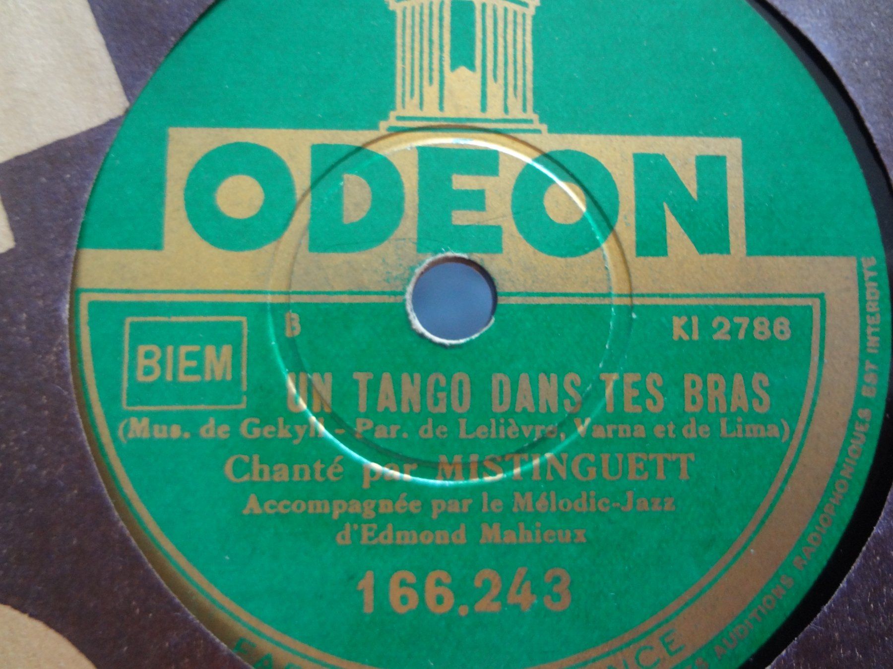 Dischi in vinile: Disque 78 tours aiguille Odéon Mistinguett 166.243 – Usato da Aigle venduto da Robflac55 1