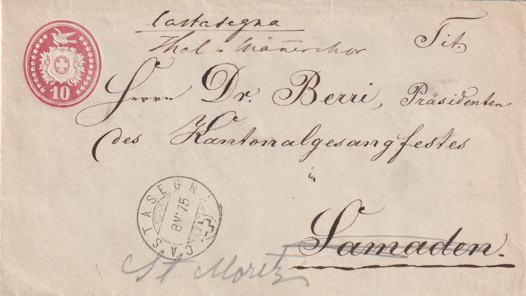 Tutti i francobolli: 10 Rp. Tüblibrief 1875 – Usato da Rorschacherberg venduto da fratovi2