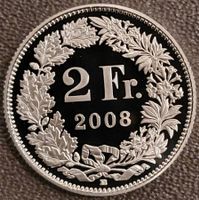 2 Franken 2008 pp / aus Münzsatz / in einer Münzkapsel