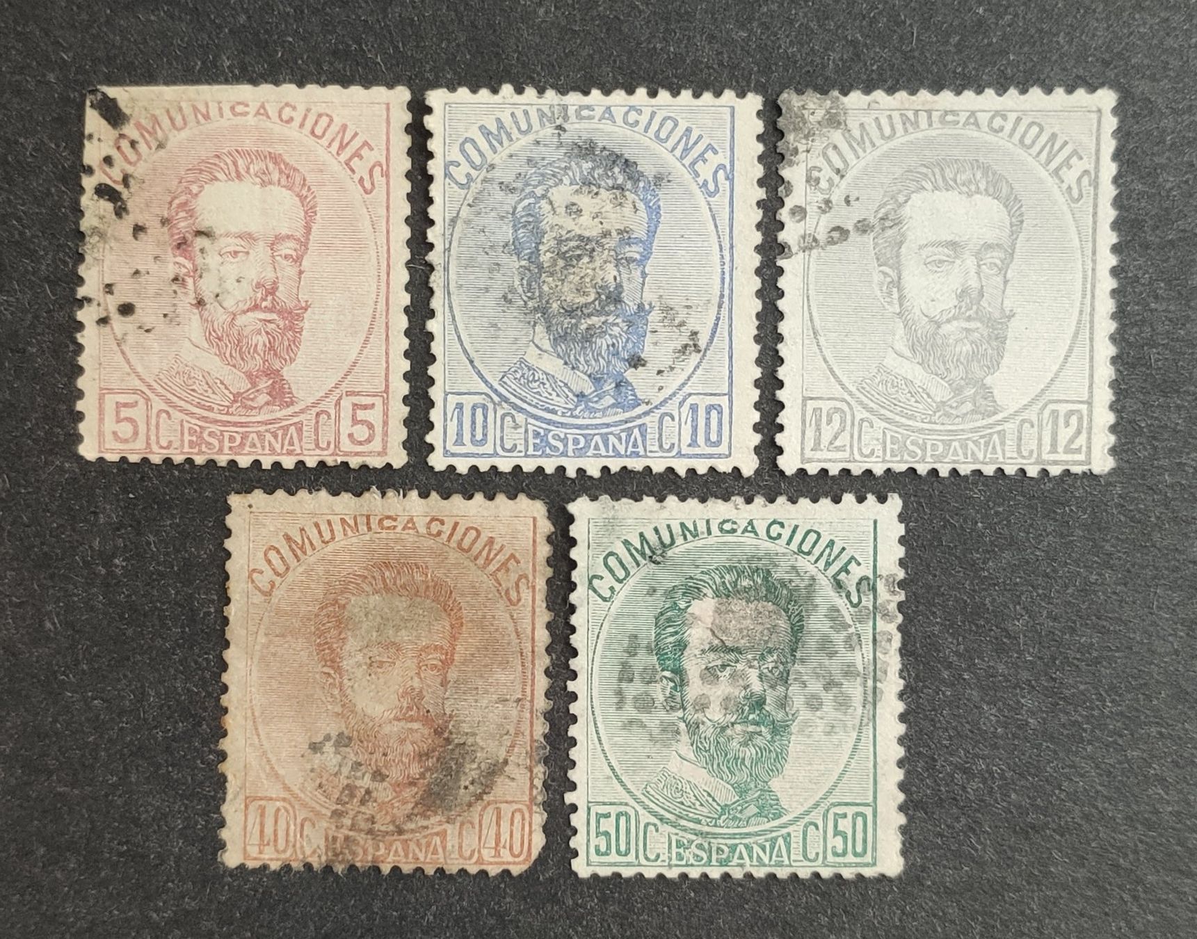 Tutti i francobolli: Spanien 1872-73, König Amadeo, gestempelte – Usato da Wil SG venduto da Zazal