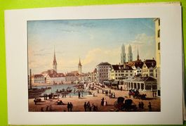 Alte Zürcher Ansichten links und rechts der Limmat.