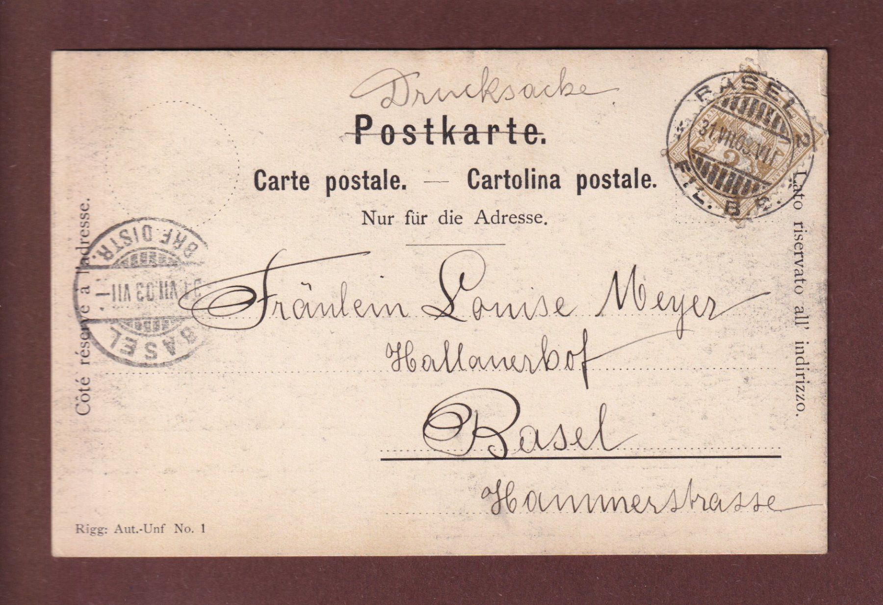 Cartoline postali: BASEL - Wettsteinbrücke - Automobil-Unfall - 1903 – Usato da Pully venduto da nicecards 1