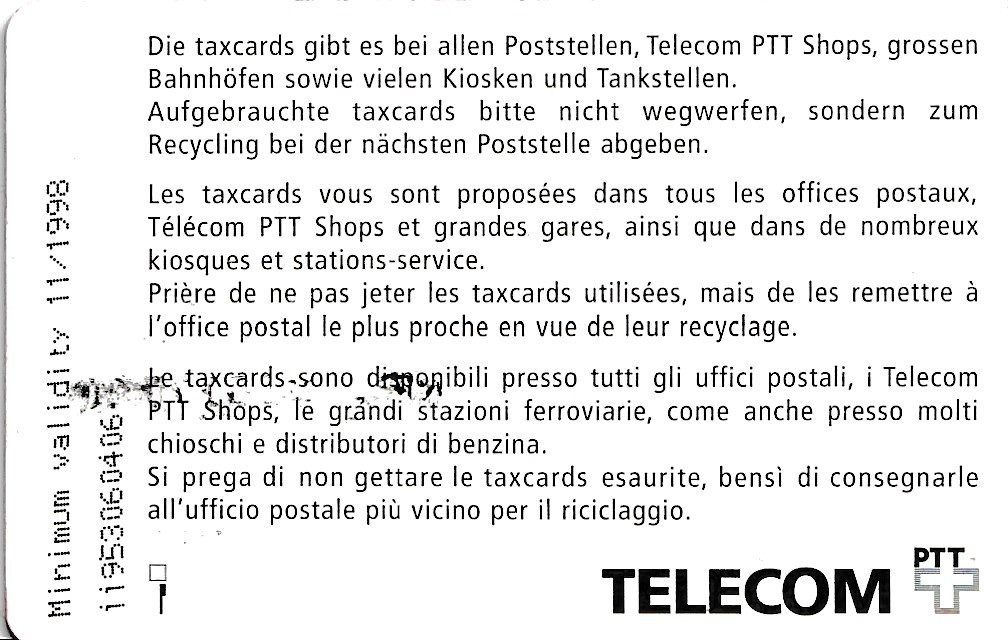 Swisscom Schede telefoniche: Taxcard '5 FR' (1996) – Usato da Abtwil AG venduto da Hotair 1
