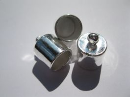2 Endkappen, Cord Ends, Endstücke versilbert gross, 12mm