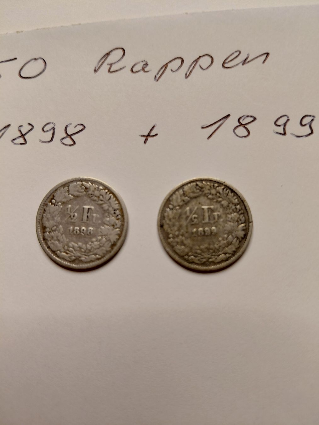 Alle Münzen: 2x 50 Rappen silber 1898 und 1899 – Gebraucht aus Bonaduz von topolino052 1